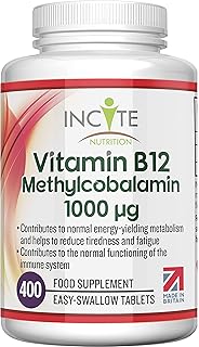 Vitamin B12 1000mcg | Methylcobalamin 400 Easy Swallow Vegan Tablets (12+ Month’s Supply) | High Strength Quality Vitamin B12 | Suitable for Vegetarian (Vitamin B12)