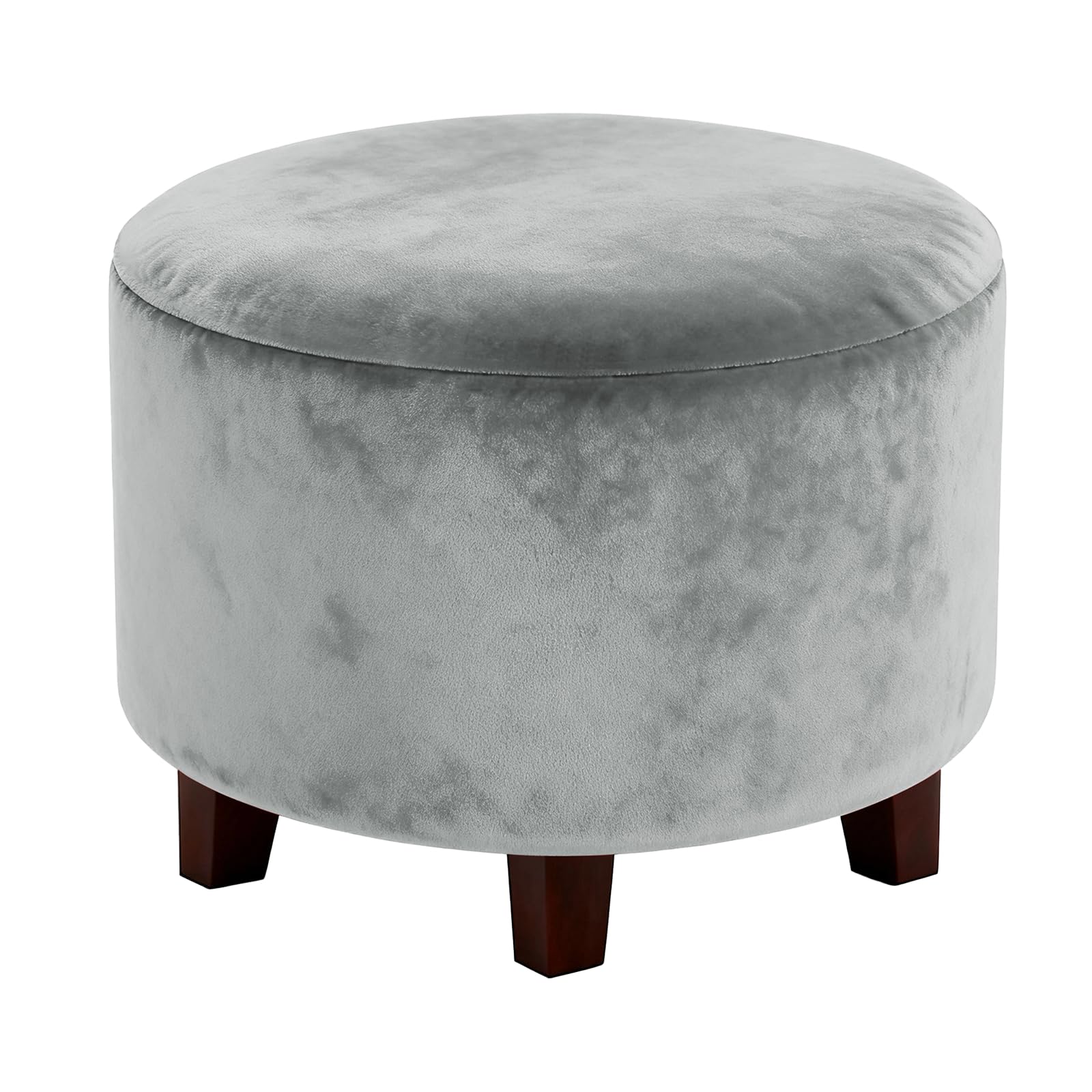 sourcing map Velvet Round Footstool Slipcover, Stretch Foot Stool Protector Covers Plush Furniture Protector Cover with Elastic Bottom for Footstool Living Room Bedroom(Small, Light Gray)