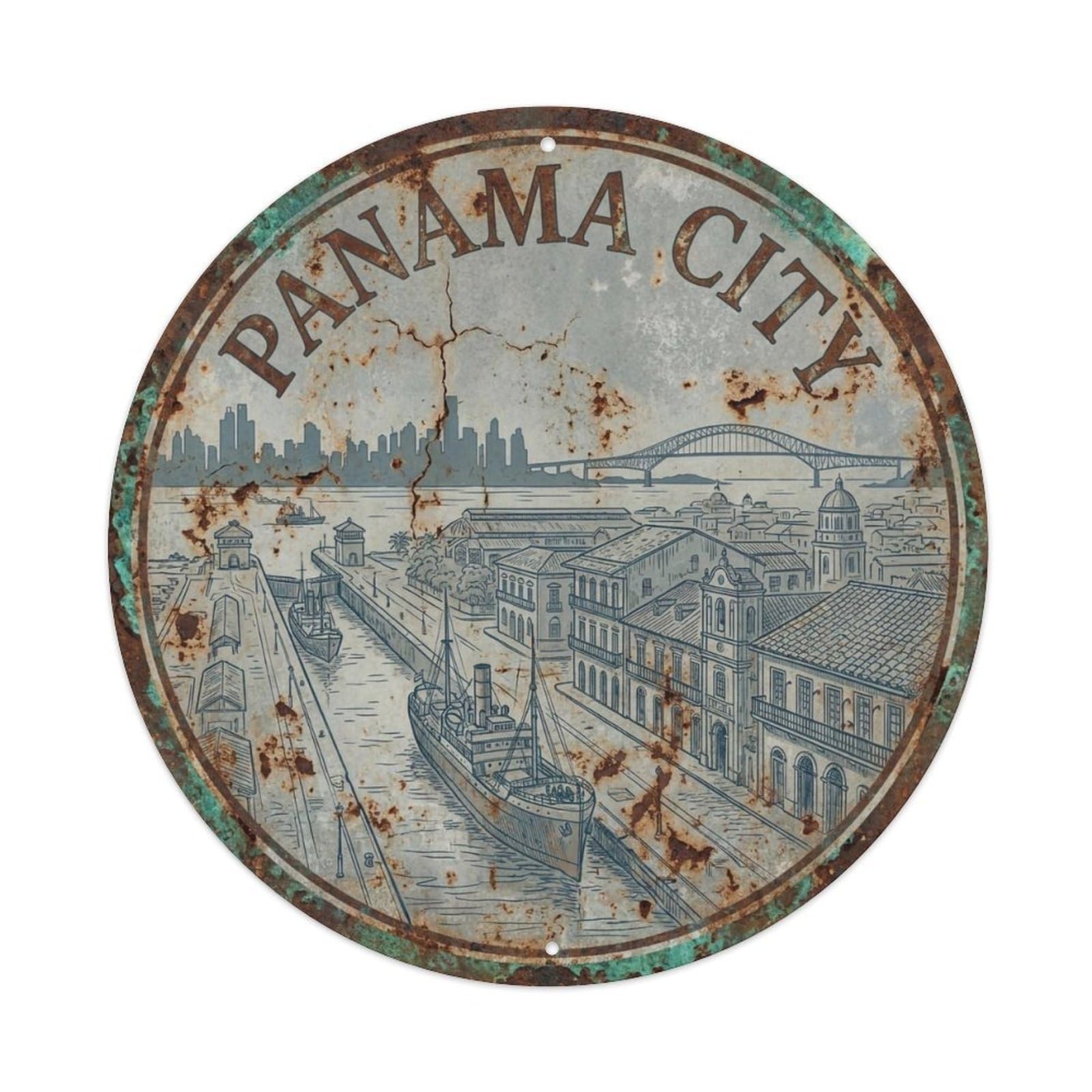 Vintage Travel Panama Panama City Vintage Metal Tin Sign Plaque Wall Decor for Cafe, Club Bar, Office, Garden Metal Poster 8x8Inch