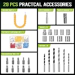 WORKBLESS 21V Ensemble de perceuses, perceuse sans fil avec batterie et chargeur, 3/8'' Keyless Chuck, vitesse variable, réglage du couple 18+1 et 28pcs Ensemble d'outils pour Bits(vert)