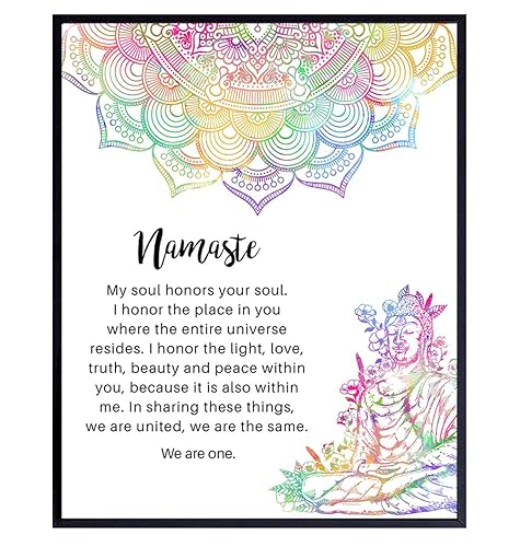 Buddhist Buddhism Art - Zen Namaste Wall Decor - 8x10 Poster Print for Yoga Room, Spa Decoration - Spiritual New Age Meditation Gift for Women -