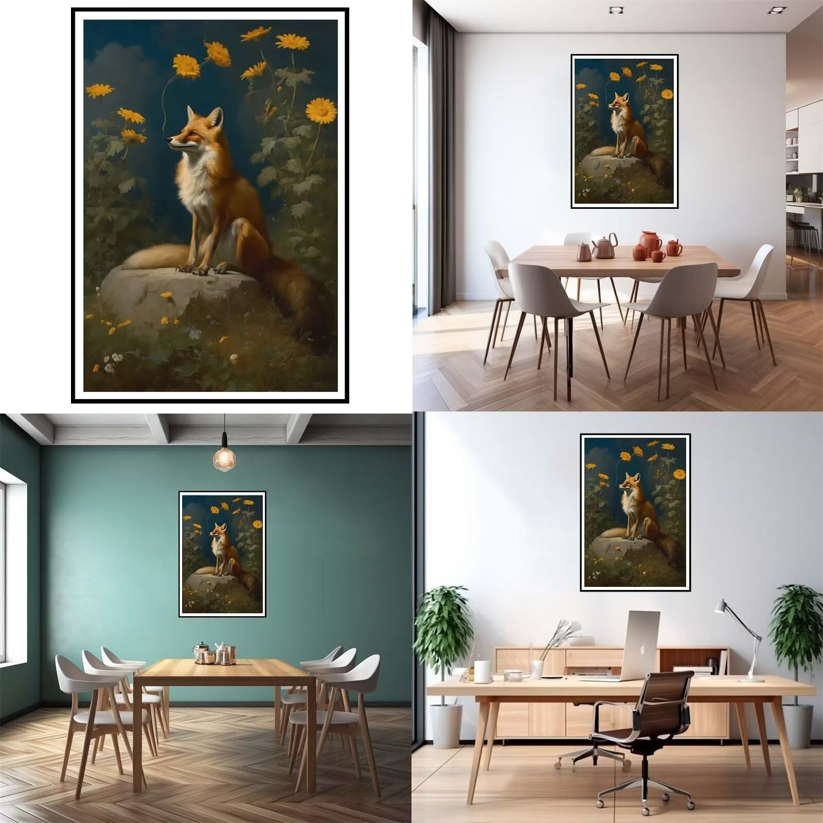 5D DIY Diamante Art Pintura kit Completo, Diamond Painting Adultos Niños Rhinestone Bordado de Punto de Cruz Artes Pintura Painting, Cuadros Decor para Cuarto, Sala de Estar - (Zorro forestal) 60x90cm