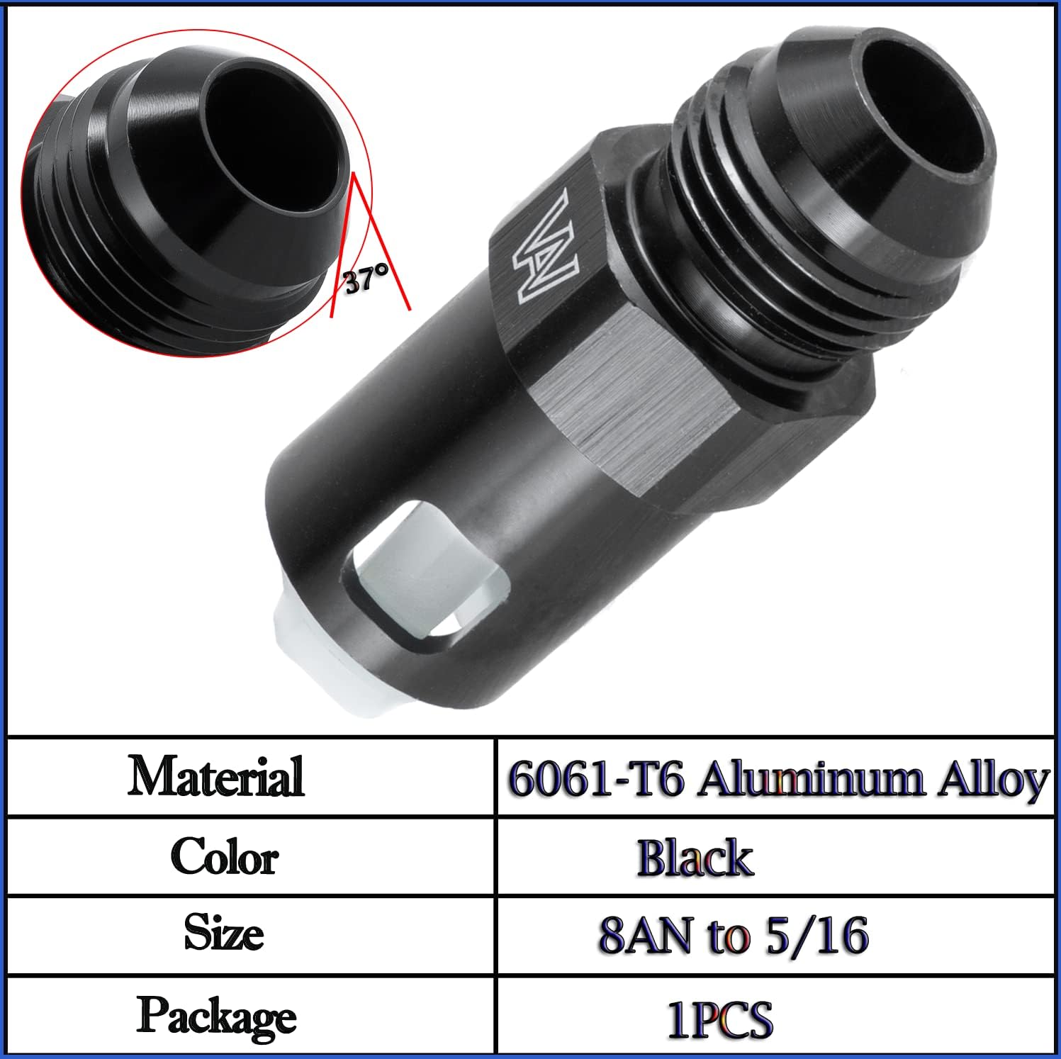 -8AN Male to 5/16" GM Quick Disconnect Female Push On Fuel Adapter Fitting w/Spring Lock Clip