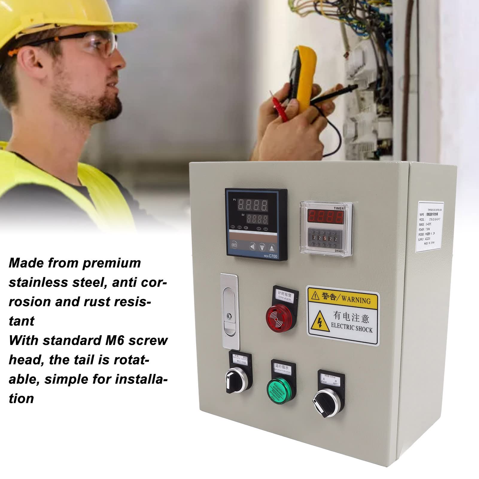 Controlador de Temperatura, Controlador de Temperatura PID de 7,5 KW 32 A Control de con un Rango de 0 °C A 400 °C de Digital para Hornos de Infrarrojos Lejanos y Otros