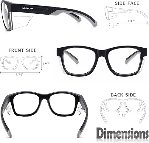 Miniatura 6 de UKNOW Gafas de seguridad  Lentes antivaho  Protección ocular con escudos laterales  Anteojos protectores ANSI Z87.1  Protección UV