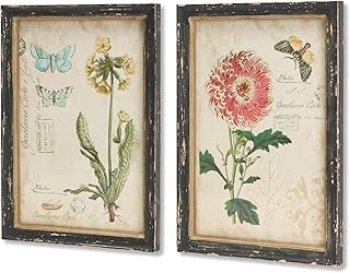 14 Cottage Kitchen Ideas for Soft Cozy Character Filled Spaces 107 NIKKY HOME Vintage Botanical Wall Art Set of 2, Rustic Wooden Framed Flo...