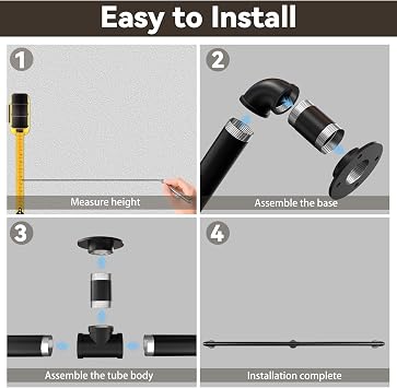 Bar Foot Rail Kit 4ft / 6ft / 8ft, Matte Black Bar Foot Rest Brackets with Internal Connector and End Caps, Galvanized Steel Complete Undercounter Combination Mount
