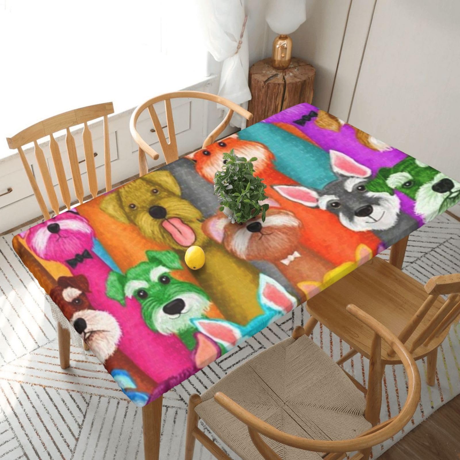 BNVSADC Dogs Printed 5FT Tablecloth Polyester Kitchen Water Resistant Table Cloth Dining Table Decoration Table Covers, 152x76 CM