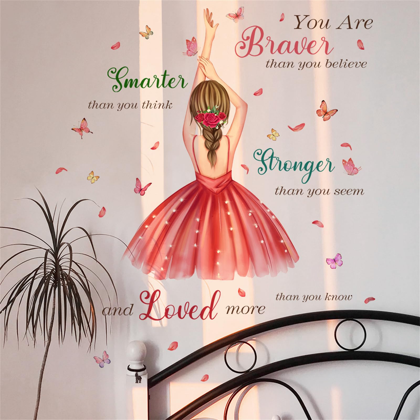 Ballerina Wall Stickers for Girls Bedroom Inspirational Ballet Wall Decals with Positive Quotes - Image 3