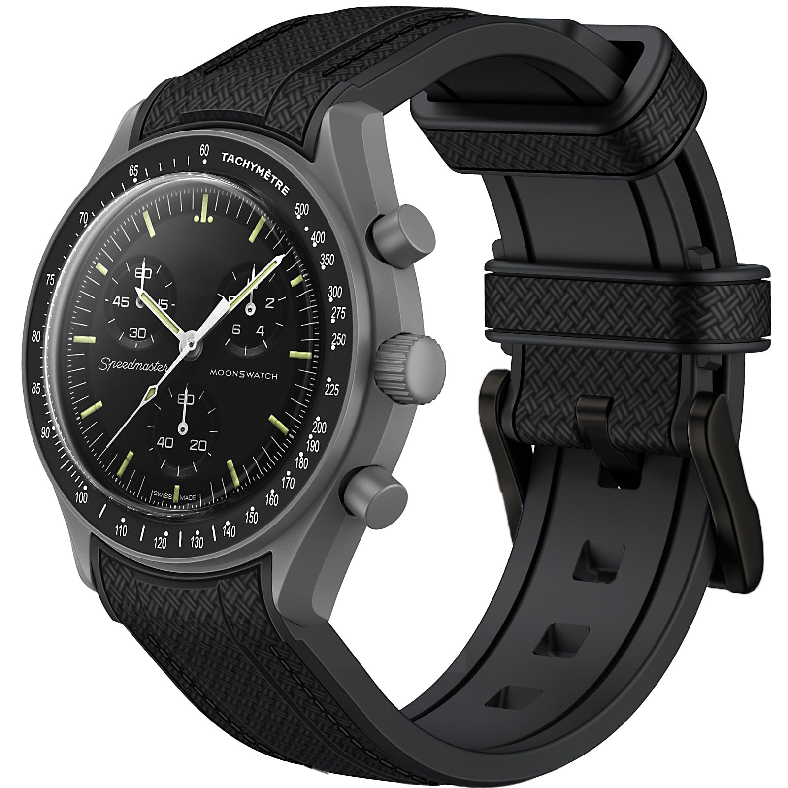 Strap for Omega x Swatch MoonSwatch Watch 20mm,No Gap Soft Silicone Omega X Swatch Moonswatch Speedmaster Replacement Strap,Curved Moonswatch Swatch strap for Men Women