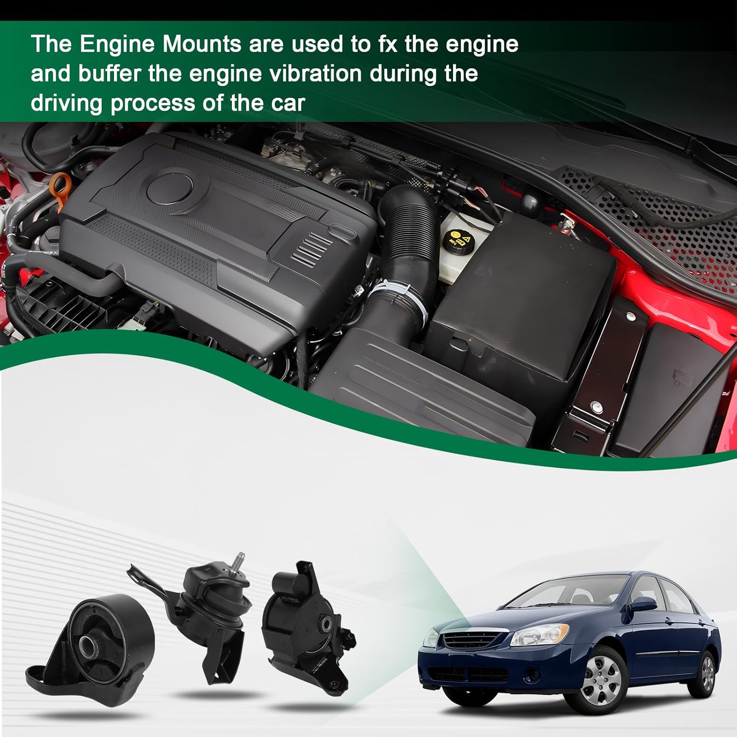 SCITOO Engine Motor Mount and Transmission Mount Set for Kia Spectra 2004-2009 for Kia Spectra5 2005-2009 Replace OE A7139 A7144 A7115