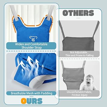 Baby Jumper with Stand, Baby Jumpers and Bouncers, Baby Exerciser Suitable for 6-24 Months, Easy to Assemble & Store Jumper for Baby (Blue)
