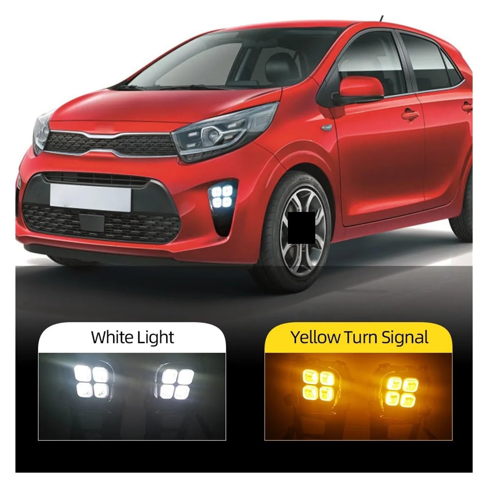 LJBljf 1 Pair Compatible For Kia Picanto 2017 2018 2019 2020 LED Fog Lights DRL LED Headlight Daytime Running Light Front Bumper Lamp Assembly, binbin06792 store