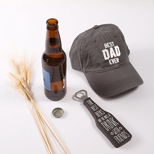 Miniatura 5 de Pavilion Gift Company Hecho a mano por el hombre: las mejores cervezas son las que bebemos con amigos, abrebotellas magnético, marrón de 7 pulgadas