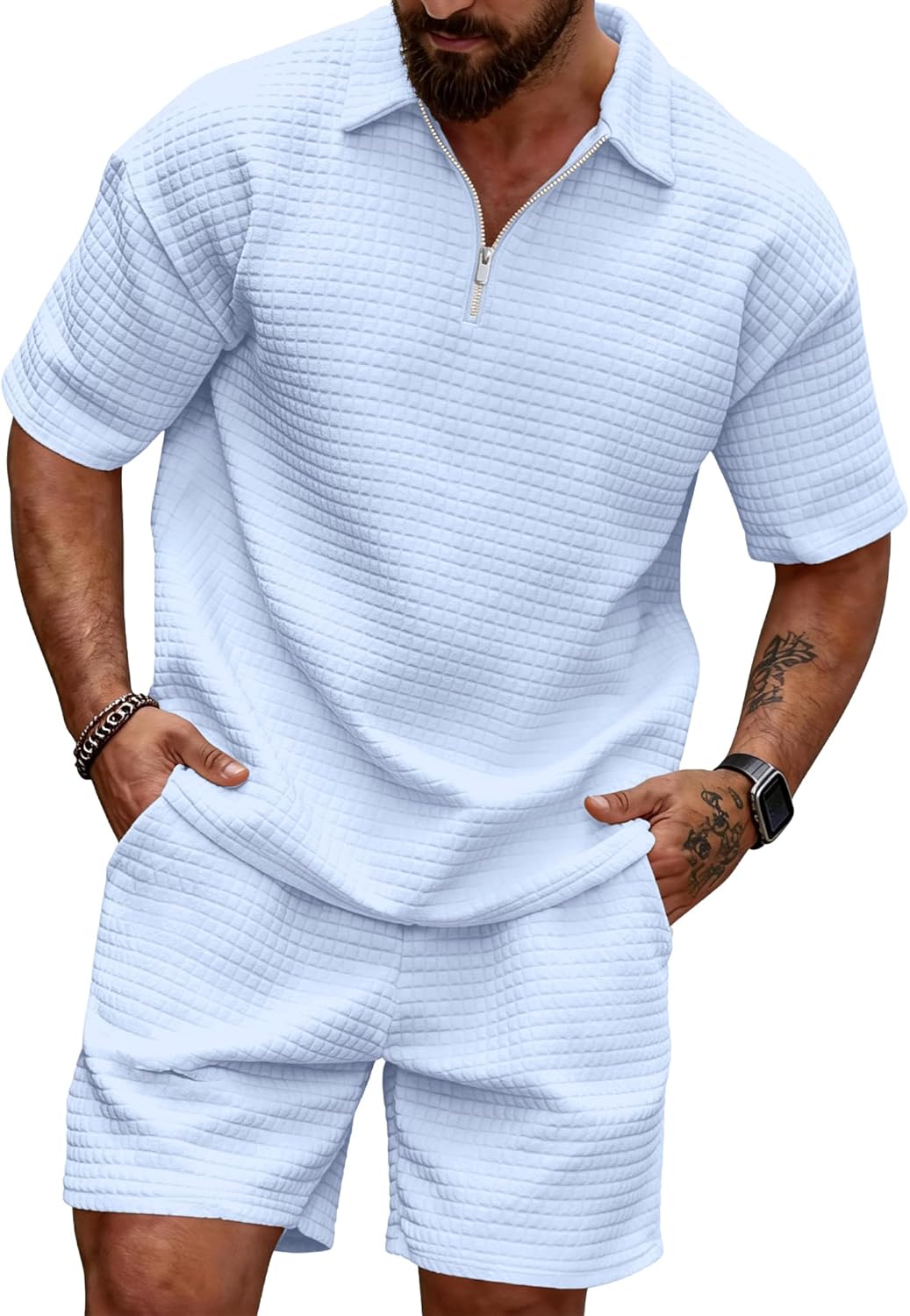 JEMLDL Men's Short Sets 2 Piece Polo Shirt Summer Outfits Casual Fashion Tracksuits Short Sleeve Travel Clothes