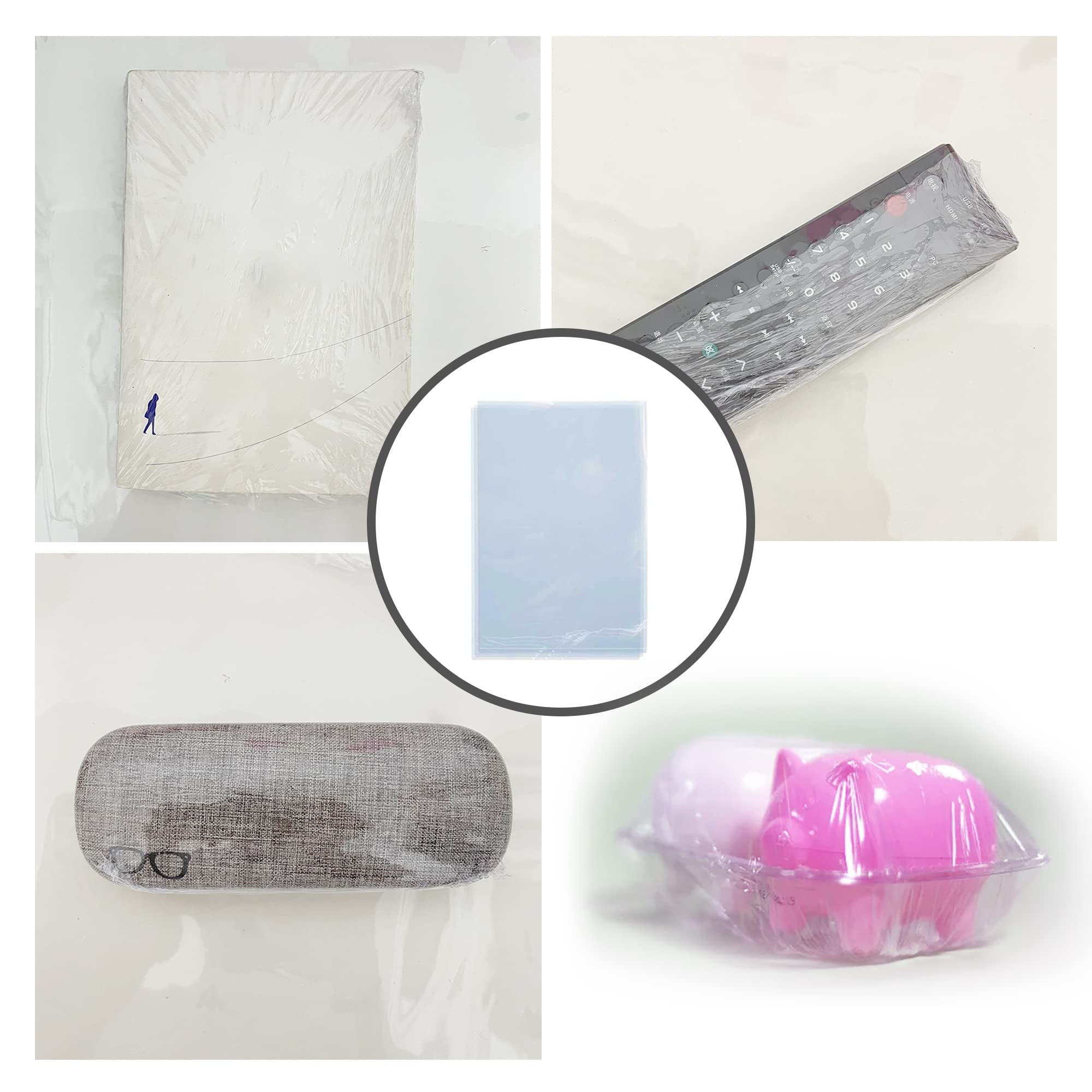 Transparente Schrumpffolienbeutel 100 Stück Schrumpffolie Taschen,Schrumpfbeutel Heißsiegel PVC Schrumpfen Beutel Folie für Geschenke verpacken, DIY