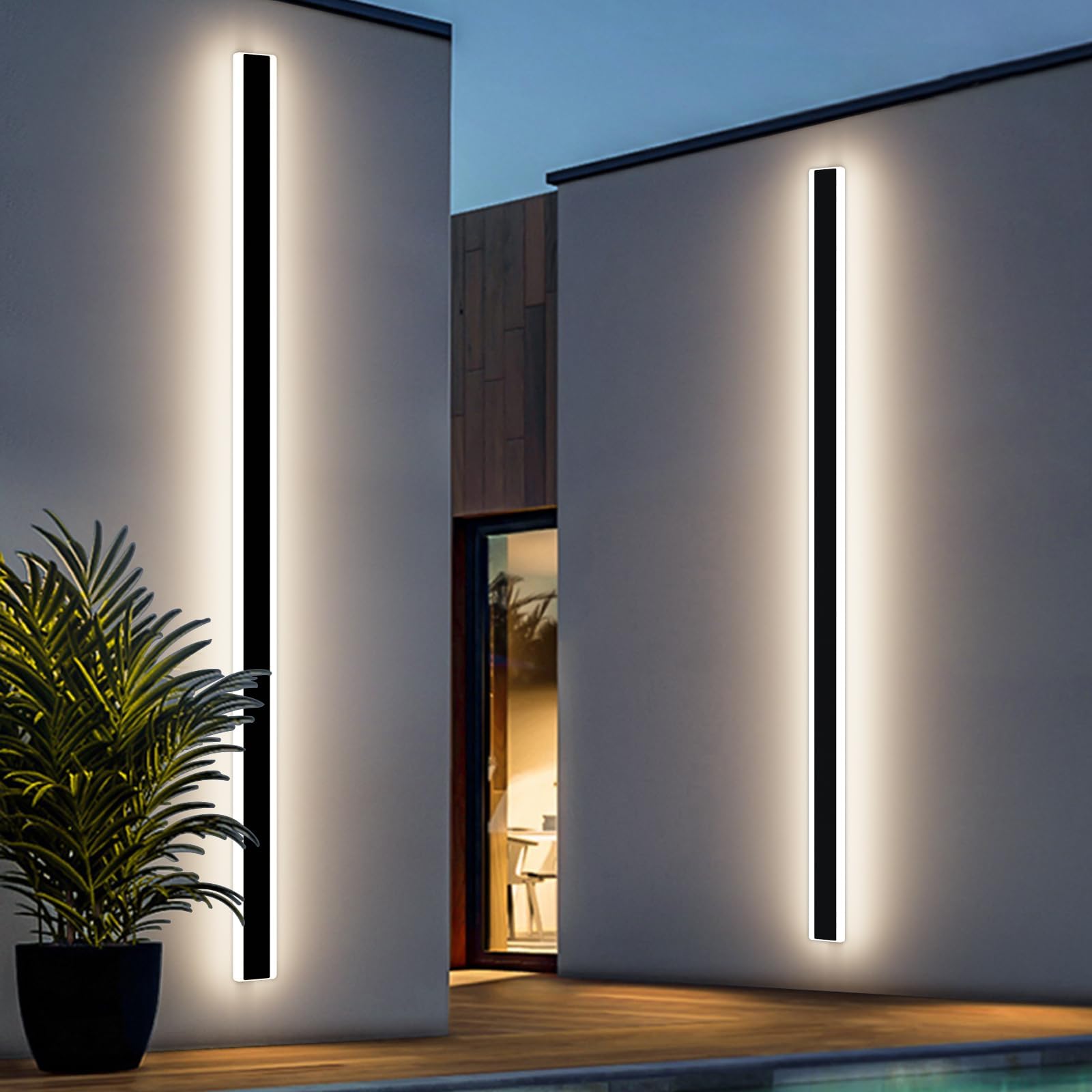 Mikeru 40CM Black Wall Lights, 2Packs Modern Acrylic Wall Light 3000K/4500K/6500K 3 Color Hard Wired Outside Light Wall Mounted Light for Lighting in Front of Mirrors, Garden Decoration — view 45