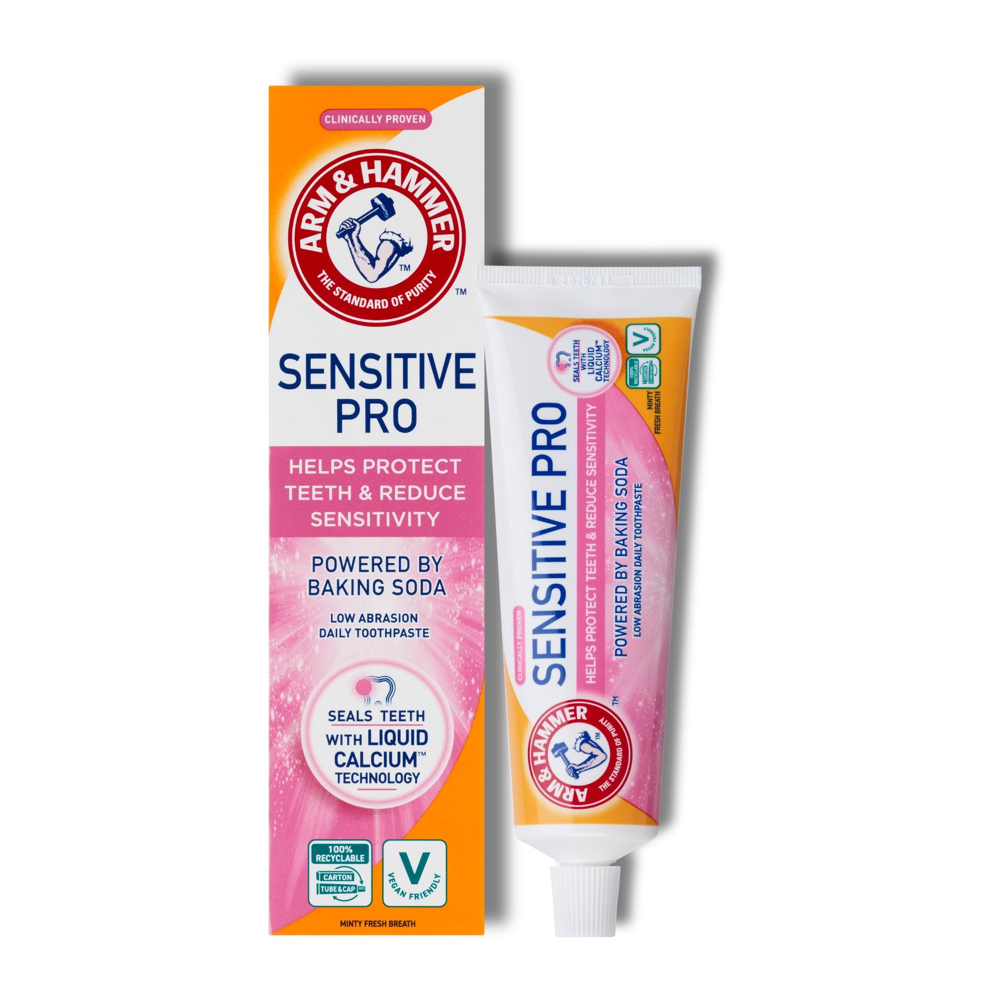 Arm & Hammer Sensitive Pro Toothpaste, Baking Soda Sensitive Toothpaste for Sensitivity Relief and Oral Health Support, Protects exposed nerves and reduces discomfort, 75 ml Tube