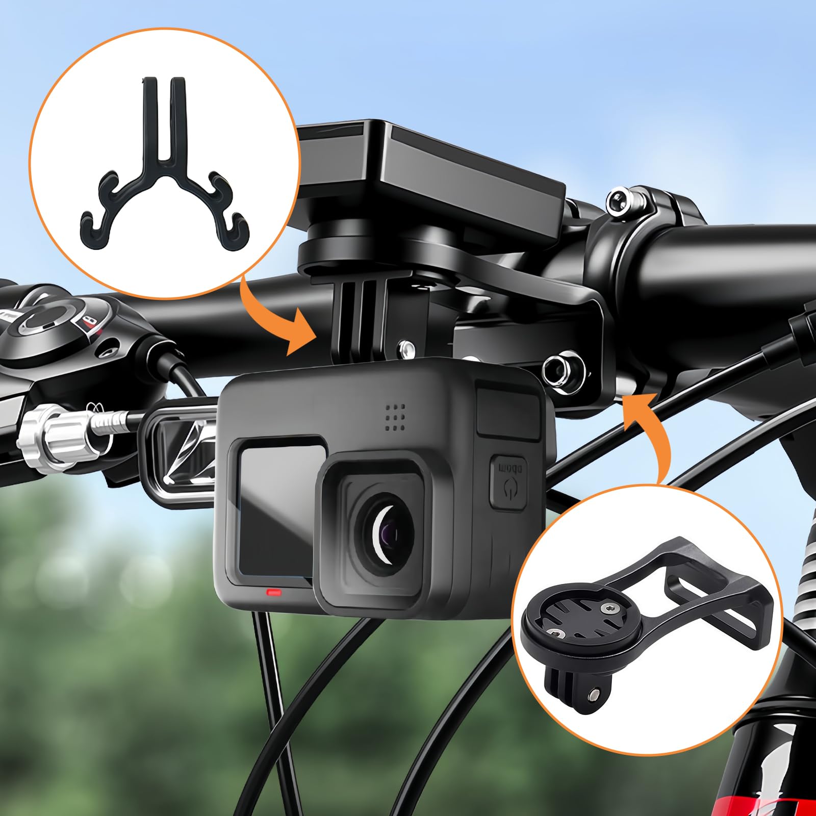 Supporto per Computer per Bicicletta, Manubrio in Lega di Alluminio, Regolabile Supporto per Bici Garmin Edge, Compatibile con Garmin Edge 25 130 200 500 510 540 810 1024, per Bici da Strada e Mountai