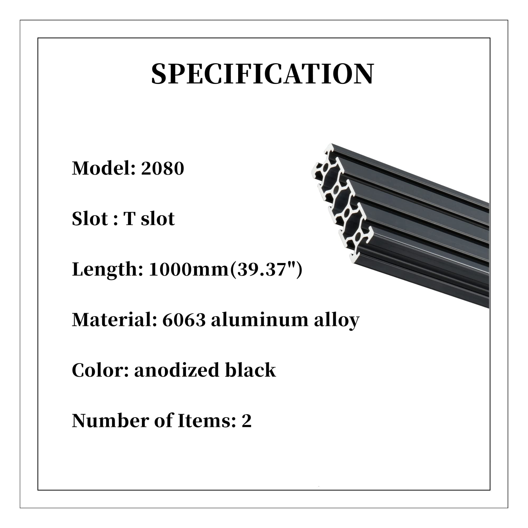 1PC Gray T-slot 2020 European Standard Anodized Aluminum Profile