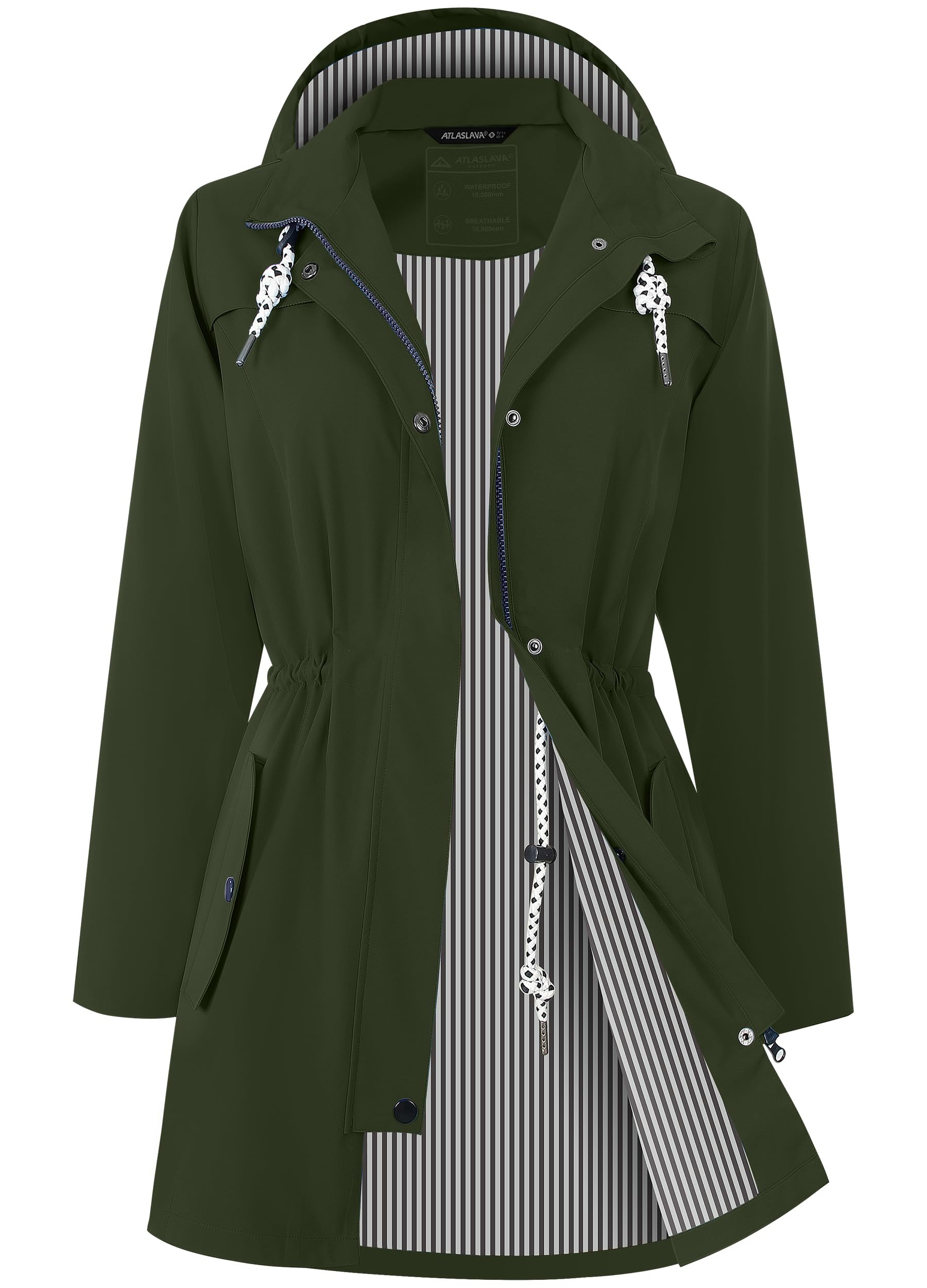 Veste d'extérieur de randonnée femme trench imperméable et long à capuche - 8