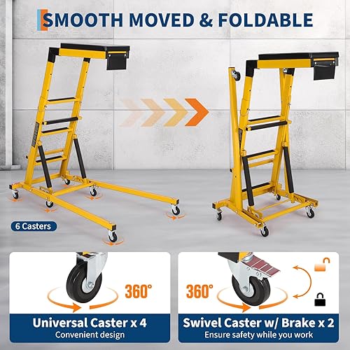 Vista 4 de Garvee Topside - Enredadera de motor automotriz, altura ajustable de 48 a 66 pulgadas, capacidad de 400 libras, 6 ruedas giratorias, cojín más