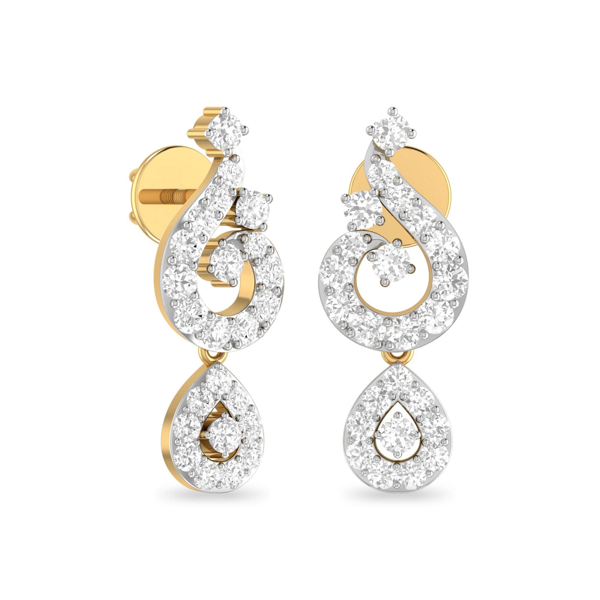 pc jeweller Yellow Gold and Solitaire Stud Earrings for Women-picture-5