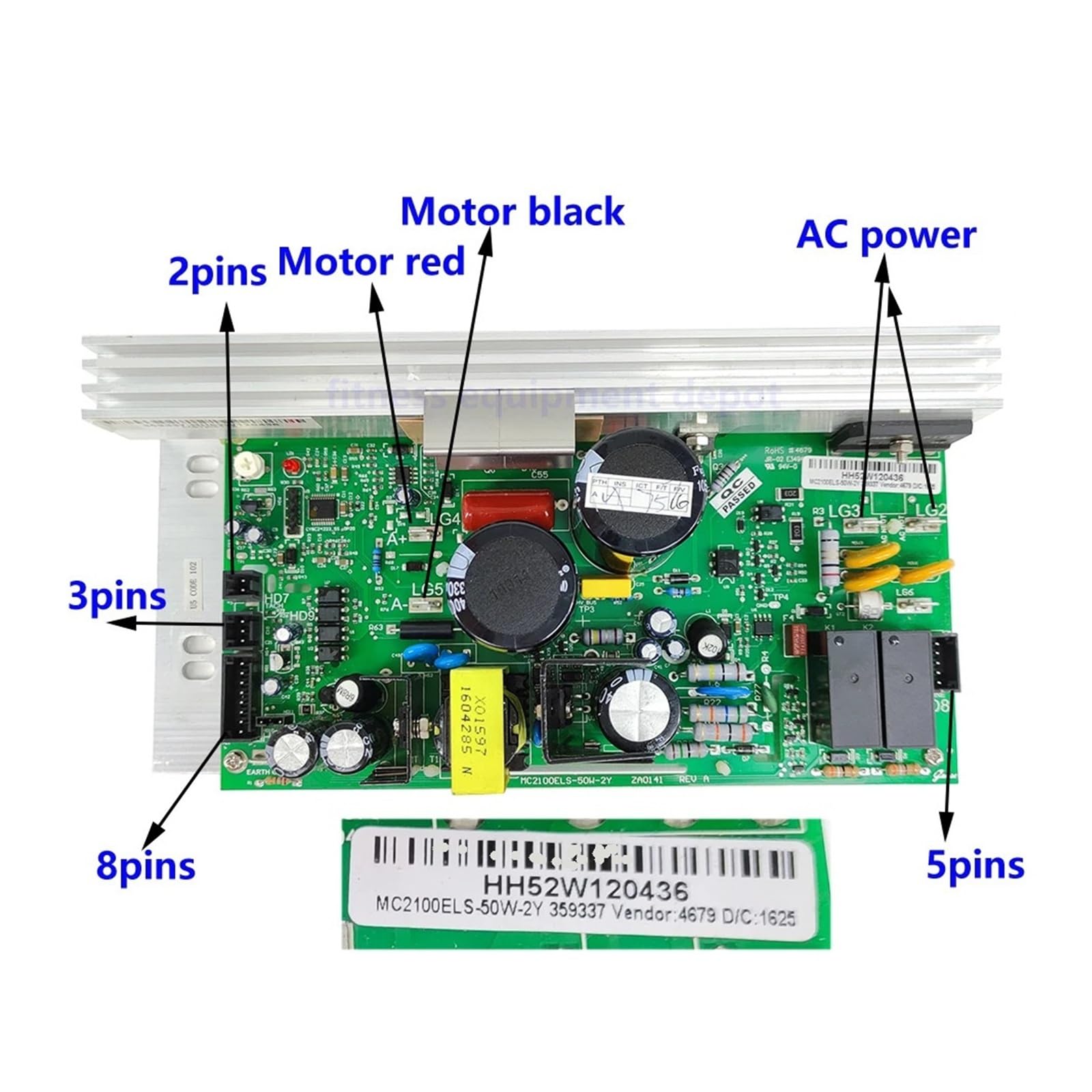 Contrôleur de Moteur de Tapis Roulant MC2100ELS-50W-ZY Carte d'alimentation de la Carte de Commande inférieure - Compatible avec Icon PROFORM, Compatible avec Nordic Track