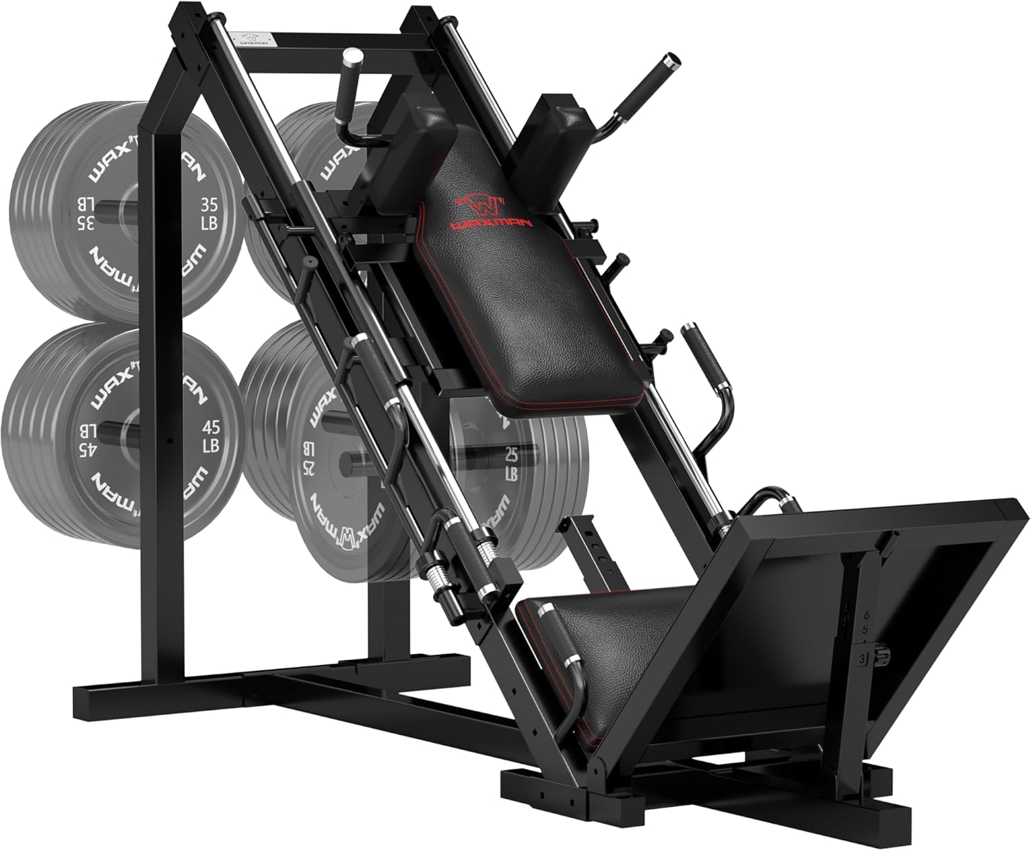 Waxman Leg Press Hack Squat Machine Combo, 2-in-1Leg Exercise Machine with Linear Bearing, Special for Lower Body with Weight Storage for Quads, Hamstring