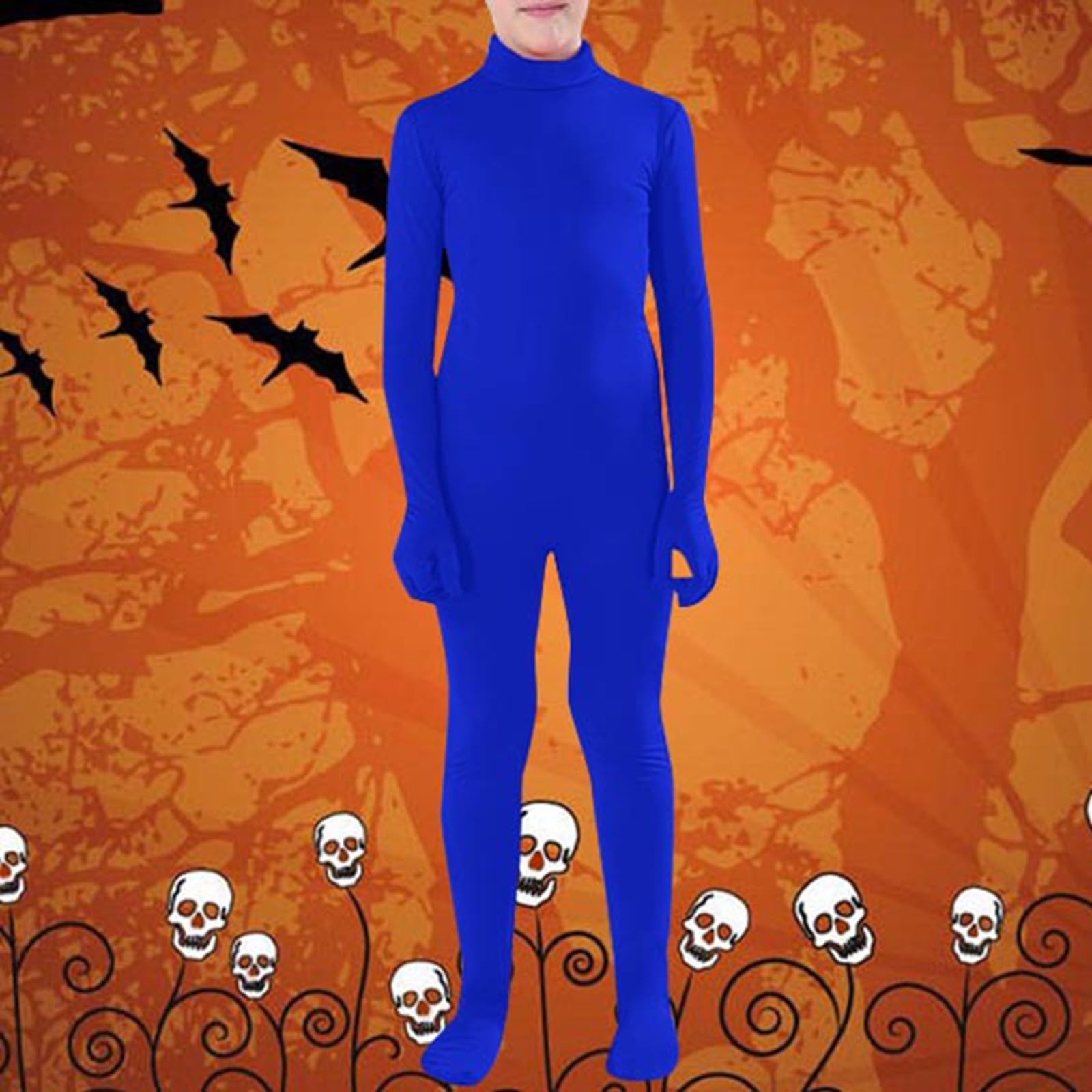 Morph Suit Unisex Adults' Men'S Women'S Open Face Spandex Unitard Mask Zentai Costume Full Bodysuit, 01 Blue - Image 2