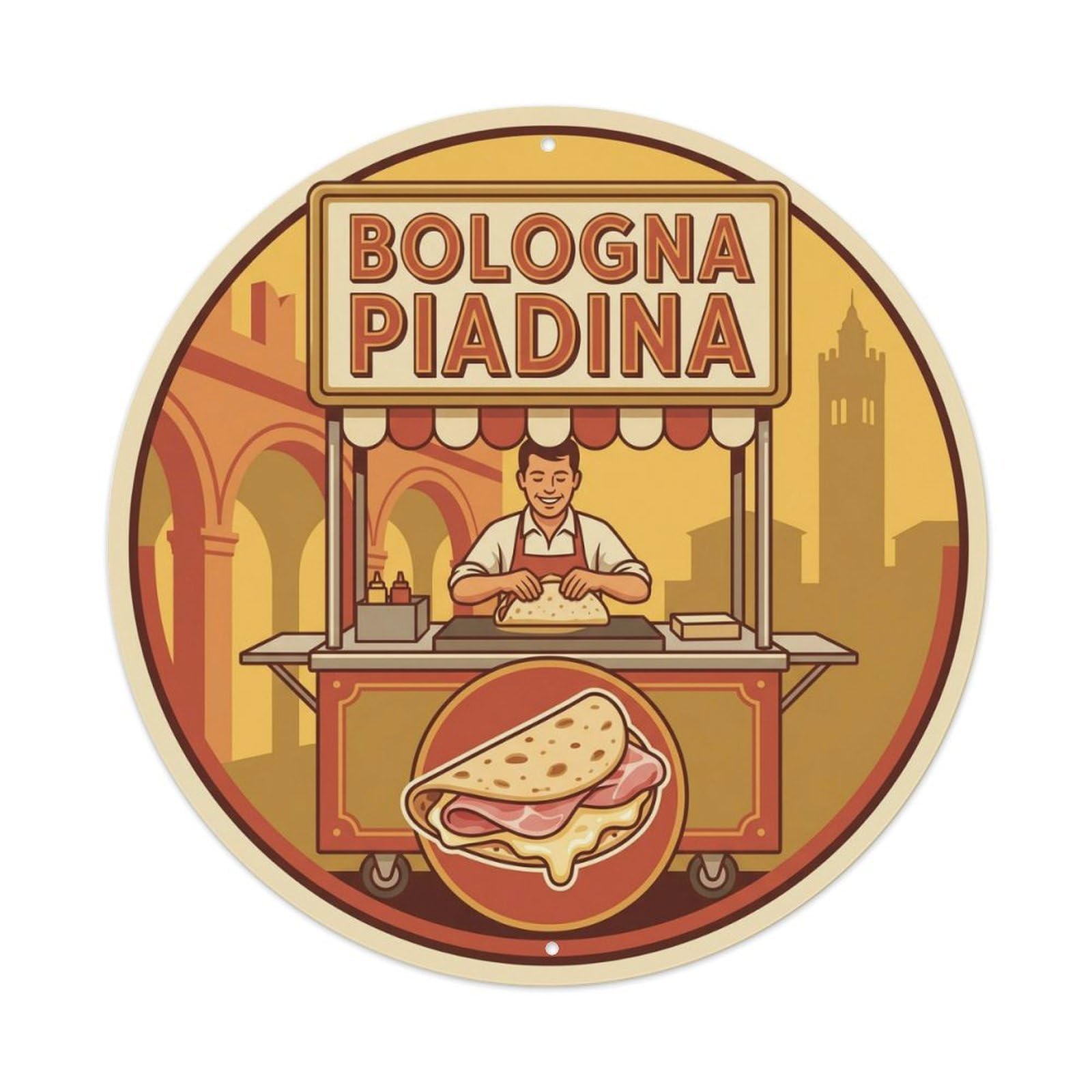 Olhnbad Style Cuisine Culture Bologna Piadina Travel Classic Metal Tin Sign