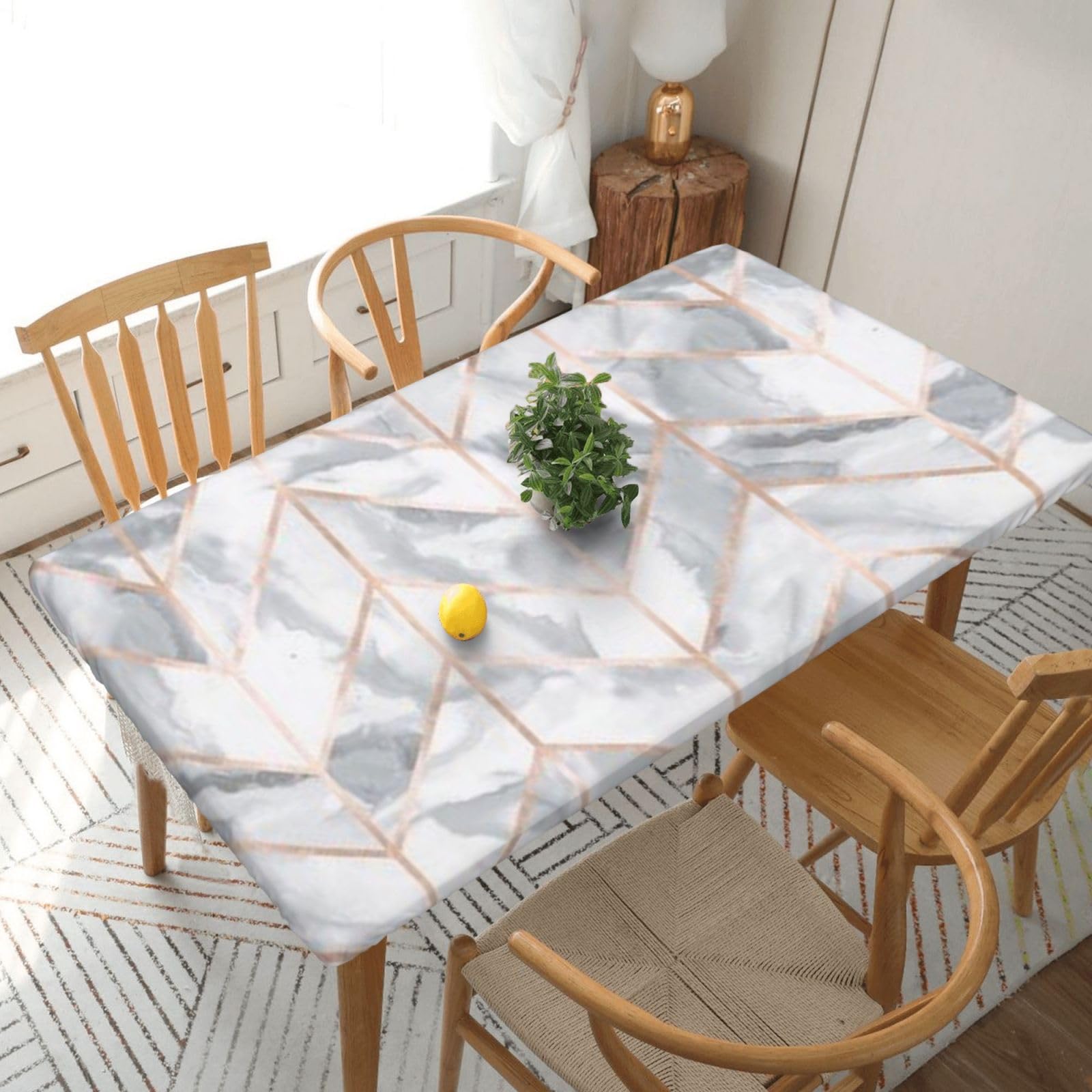 BNVSADC rose gold marble design background Printed 5FT Tablecloth Polyester Kitchen Water Resistant Table Cloth Dining Table Decoration Table Covers, 152x76 CM
