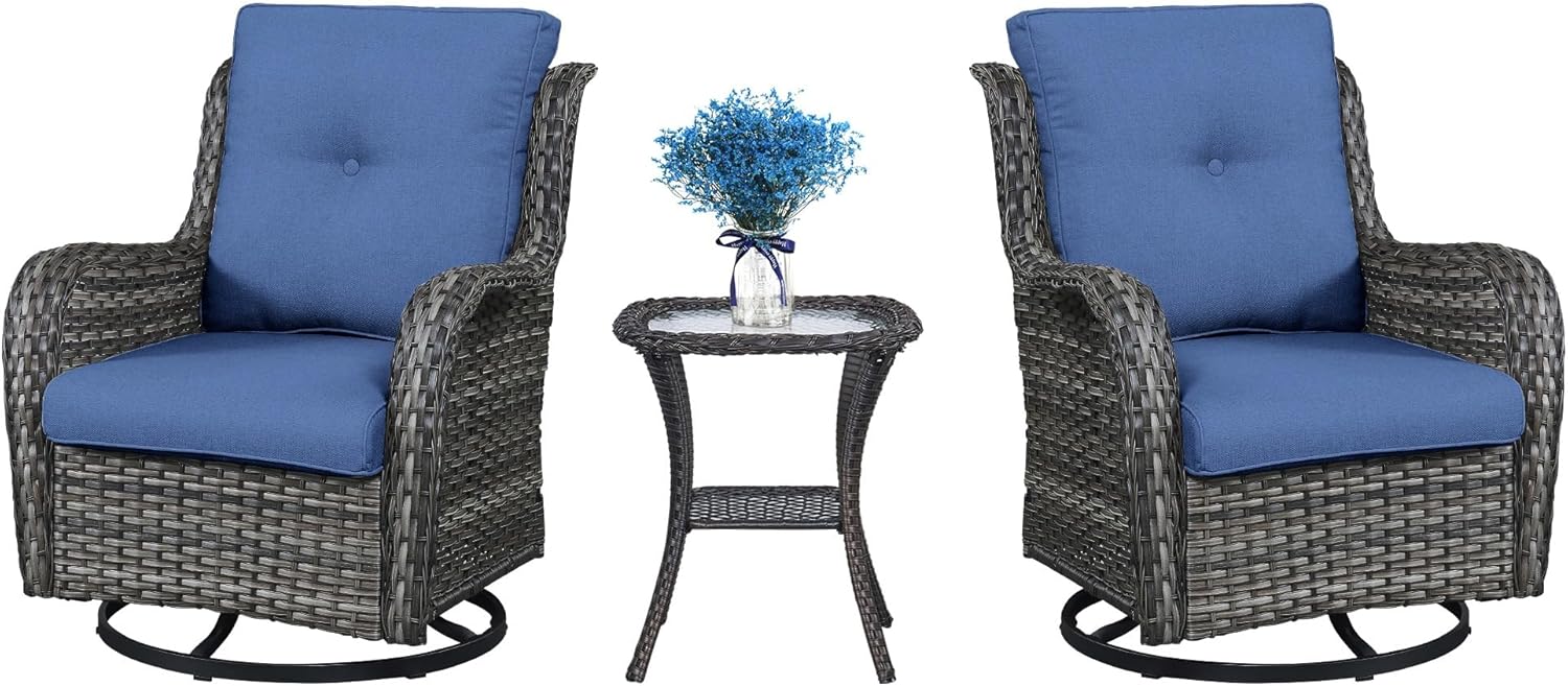 Patio Swivel Rocking Chairs 3-Piece Set