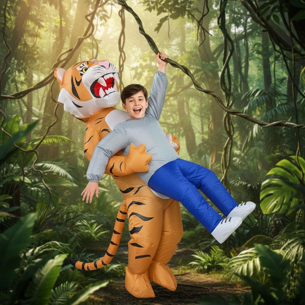 A2Z 4 Kids Chłopcy dziewczęta nadmuchiwany kostium tygrysa na Halloween dla dzieci zabawny wysadzany fantazyjny strój zwierzęcy kostium na imprezę na Halloween, do szkoły, na karnawał i urodziny