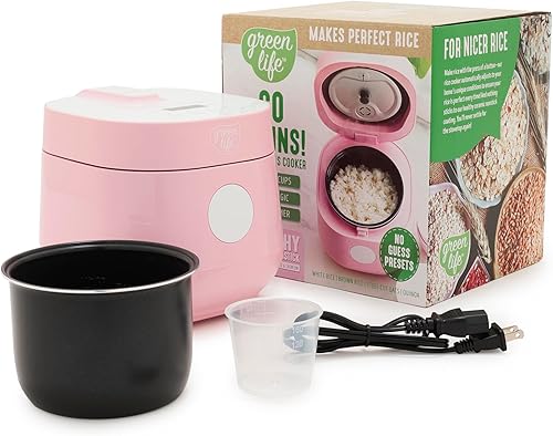 Miniatura 11 de Arrocera Digital GreenLife, 2 Tazas sin Cocinar/4 Tazas Cocinadas, Olla Removible Antiadherente de Cerámica Libre de PFAS, Ajustes Preestablecidos