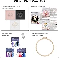 Vista 7 de GLTAYLMY Kit de bordado con patrón de mariposa para adultos principiantes, kits de punto de cruz con 1 aro de bordado de plástico, agujas e hilos