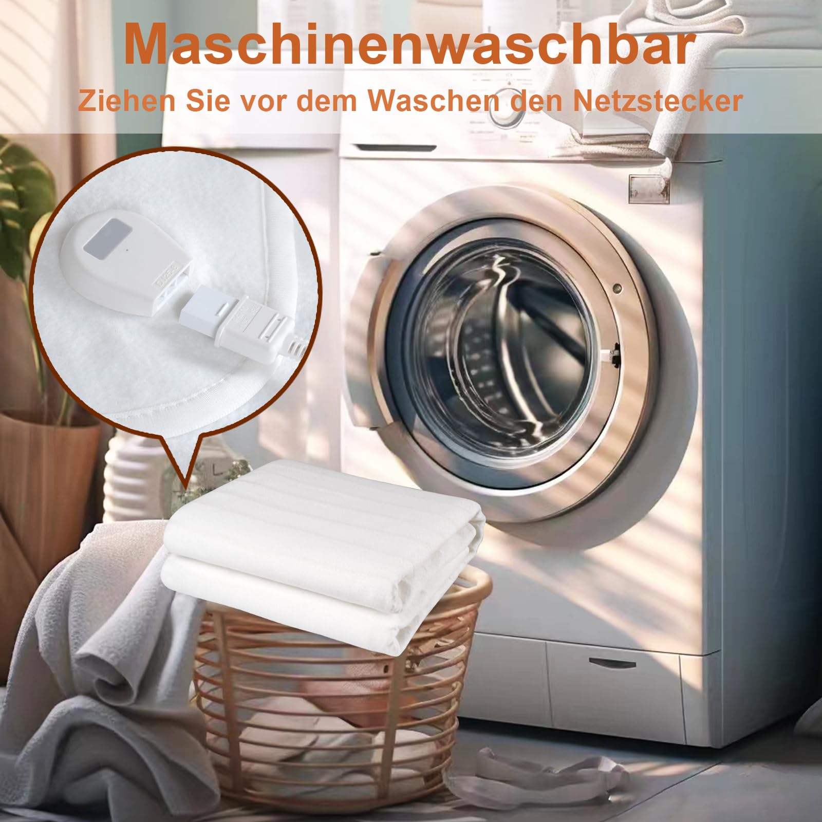 DOEL Heizdecke 160x140cm, Wärmeunterbett Doppel mit 10 Heizstufen, Elektrische Wärmedecke mit 3/12h Abschaltautomatik, Maschinenwaschbar Matratzenheizung, 220-230V, 50-60Hz, 115W, Weiß