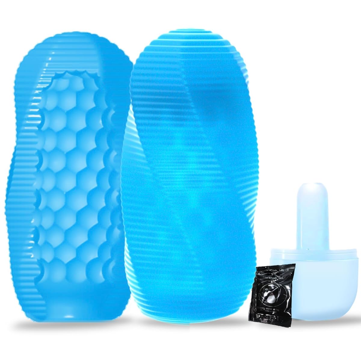 オナホ オナホール 非貫通タイプ 男性用 【乾燥スタンド付き+ミニローションあり+360°凸凹】小型おなほ アダルトグッズ 半透明 にんき人気 スパイラル 繰り返し 螺旋 オナ二ー 洗えるオナホーる ぷるぷる肉厚ホール 高弾力 水洗い 保管便利 非貫通式おなほーる 大人のおもちゃ sex toys男性for men 青い