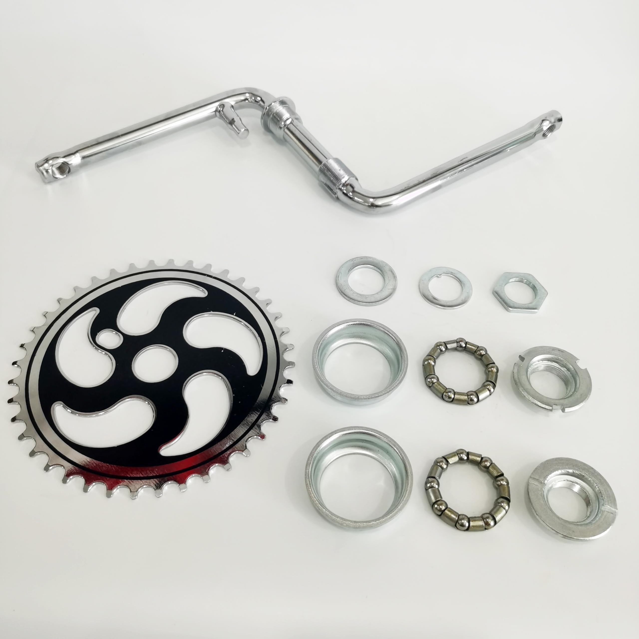 2”Cup Wide Pedal Crank Kit, One-Piece Crank, for 2- Stroke Motor,Gas Motorized Bicycle 48cc/66cc/80cc (Black-Silver, 40 Teeth)