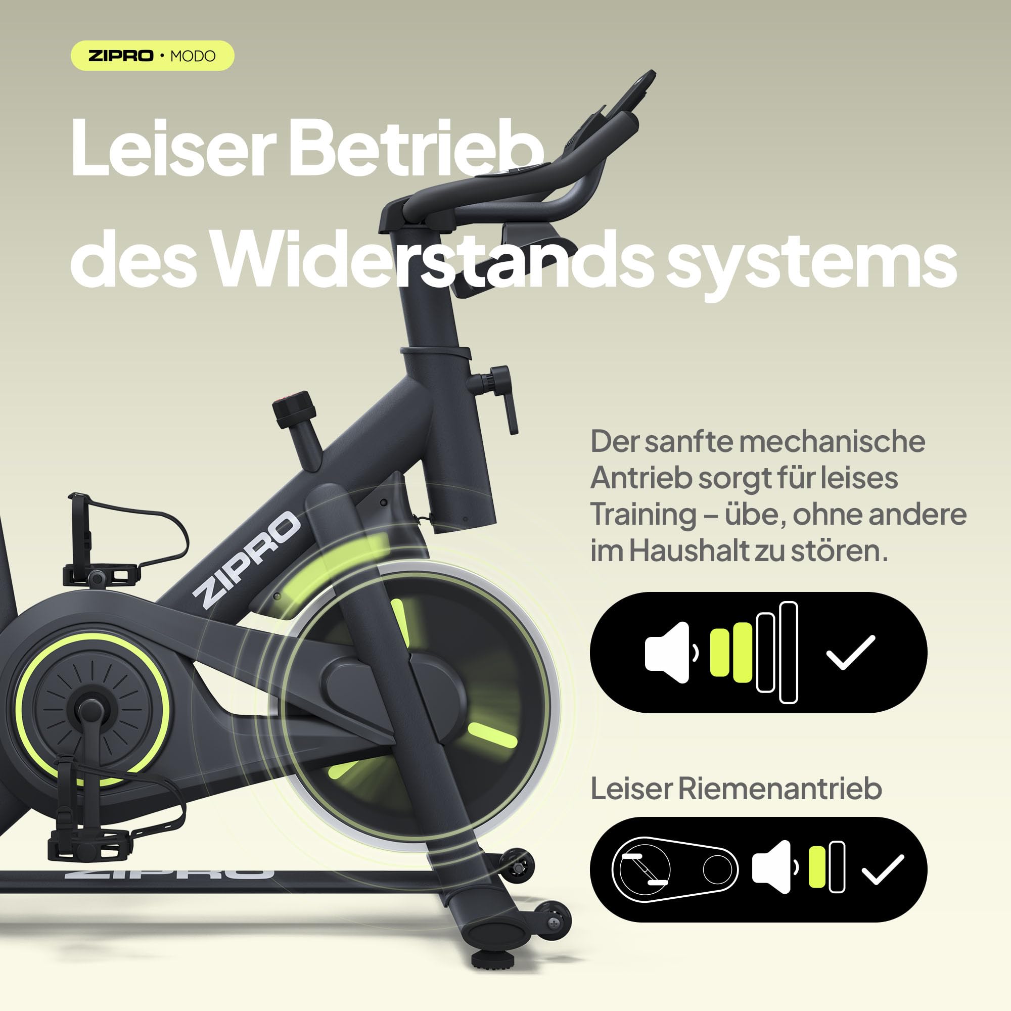 ZIPRO Heimtrainer Fahrrad Hometrainer Ergometer Bike Indoor Exercise für Zuhause Cardio Fitnessgerät Stationary 120 kg Belastbar mit App Zimmerfahrrad Fahrradtrainer Bildschirm – MODO