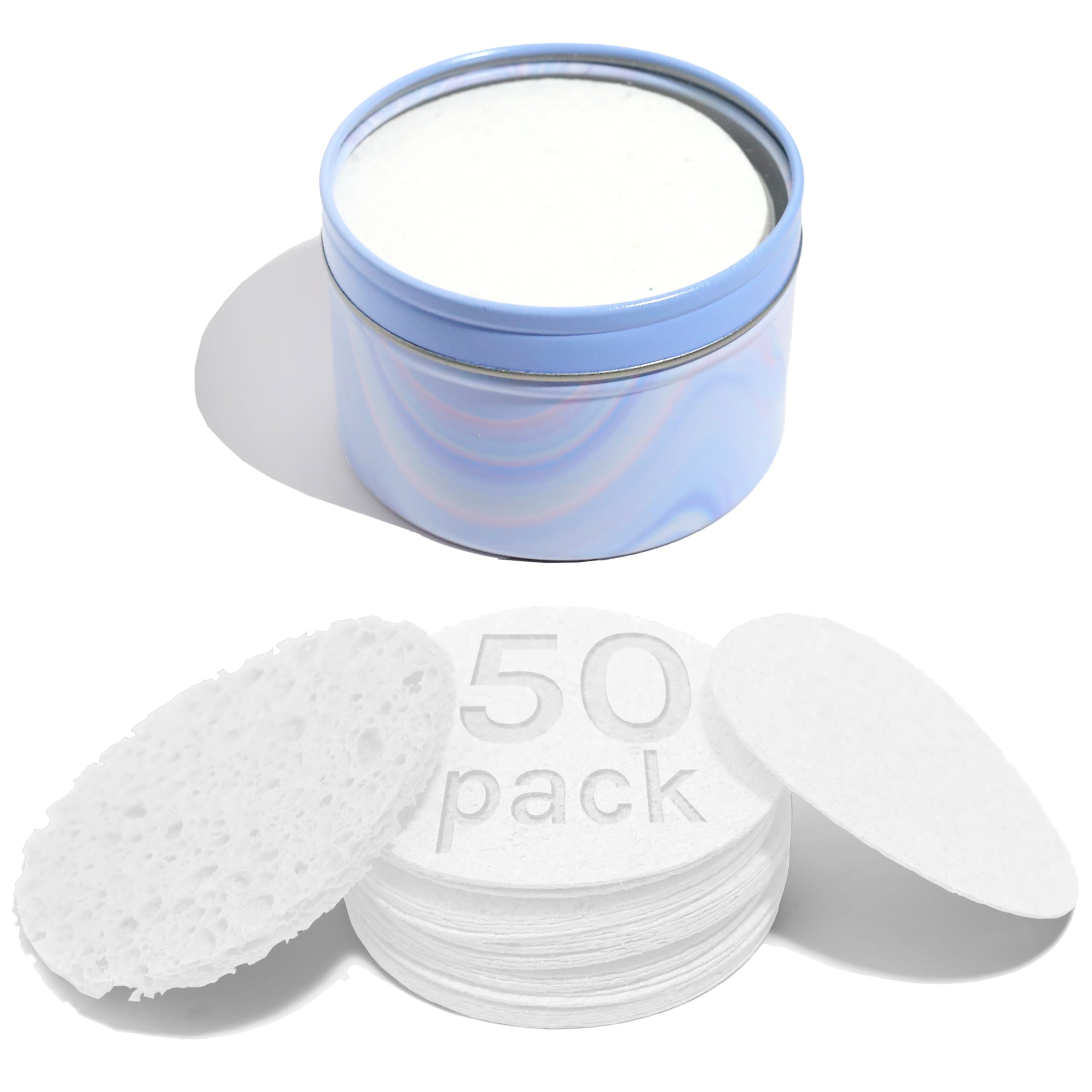 AOA Studio 50-Count Compressed Facial Sponges 100% Natural Cosmetic Spa Sponges for Facial Cleansing, Exfoliating Mask, Remove for Makeup, Dead Skin,