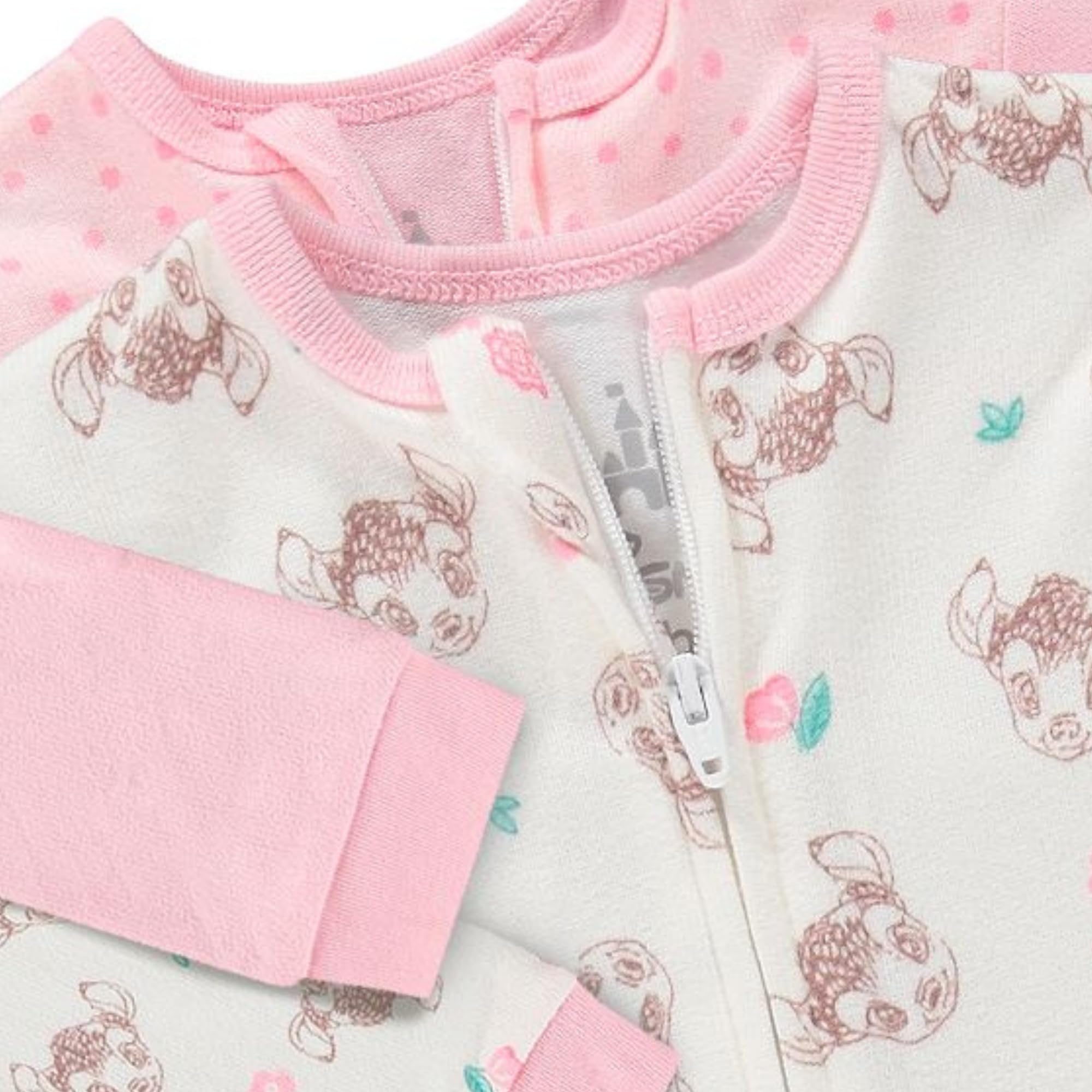Disney Baby-Strampler mit Reißverschluss, 2 Stück, Grün, Langarm, Winnie Puuh, Monsters Inc, Dumbo, Bambi, Schlafanzug für Neugeborene und Babys