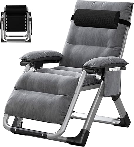 ABORON - Silla de gravedad cero, reclinable, plegable, ajustable y resistente, con bandeja, reposacabezas, cojín removible, para tomar sol y