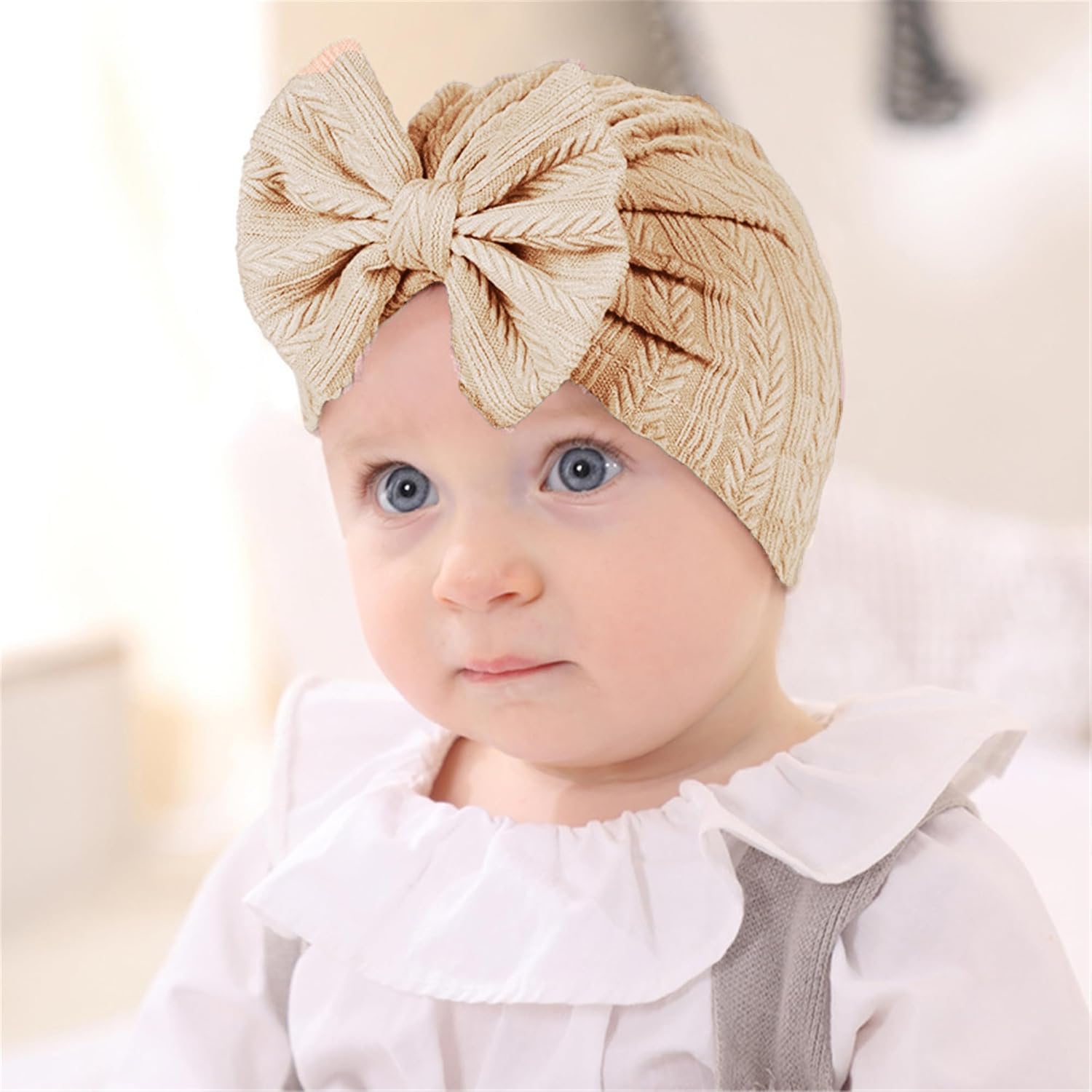 LDDCX Gorro de punto para bebé con lindos lazos turbante gorro para envolver MZ6