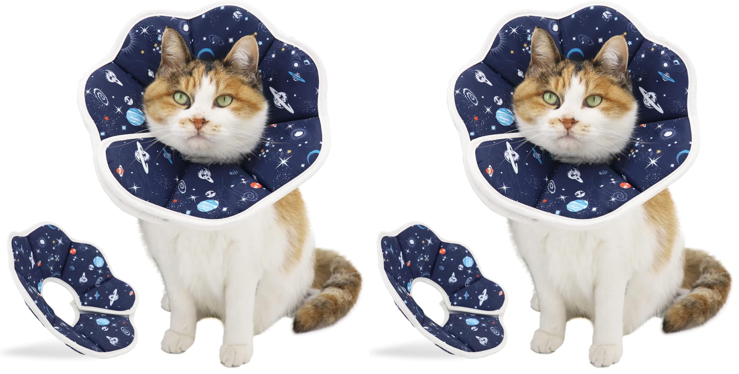 Soft Cat Cone, Adjustable Recovery Collar After Surgery to Prevent Licking Wound, Protective Cat Neck Cone, Comfortable Pet Elizabethan Collar for Cats Kittens and Puppies (S) (Pack of 2)