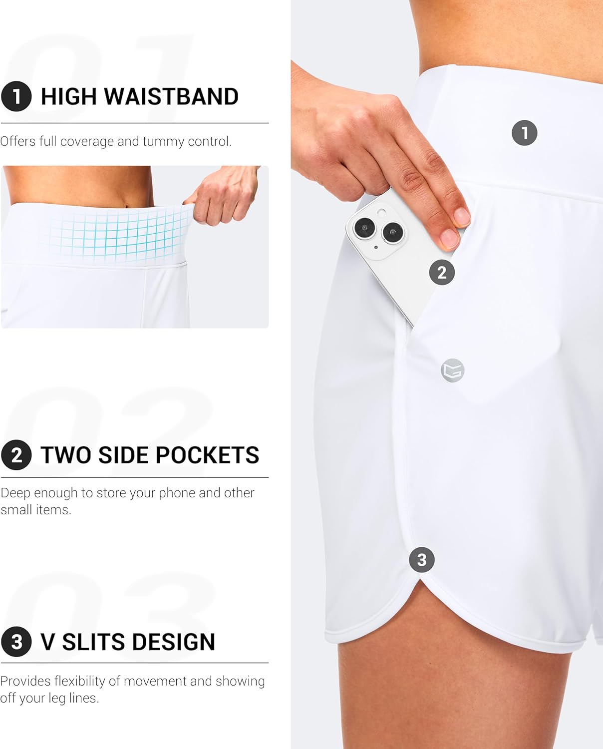 G Gradual Women's 5" Swim Board Shorts High Waisted Quick Dry Swimming Bathing Suit Bottoms for Women with Liner Pockets - Image 4