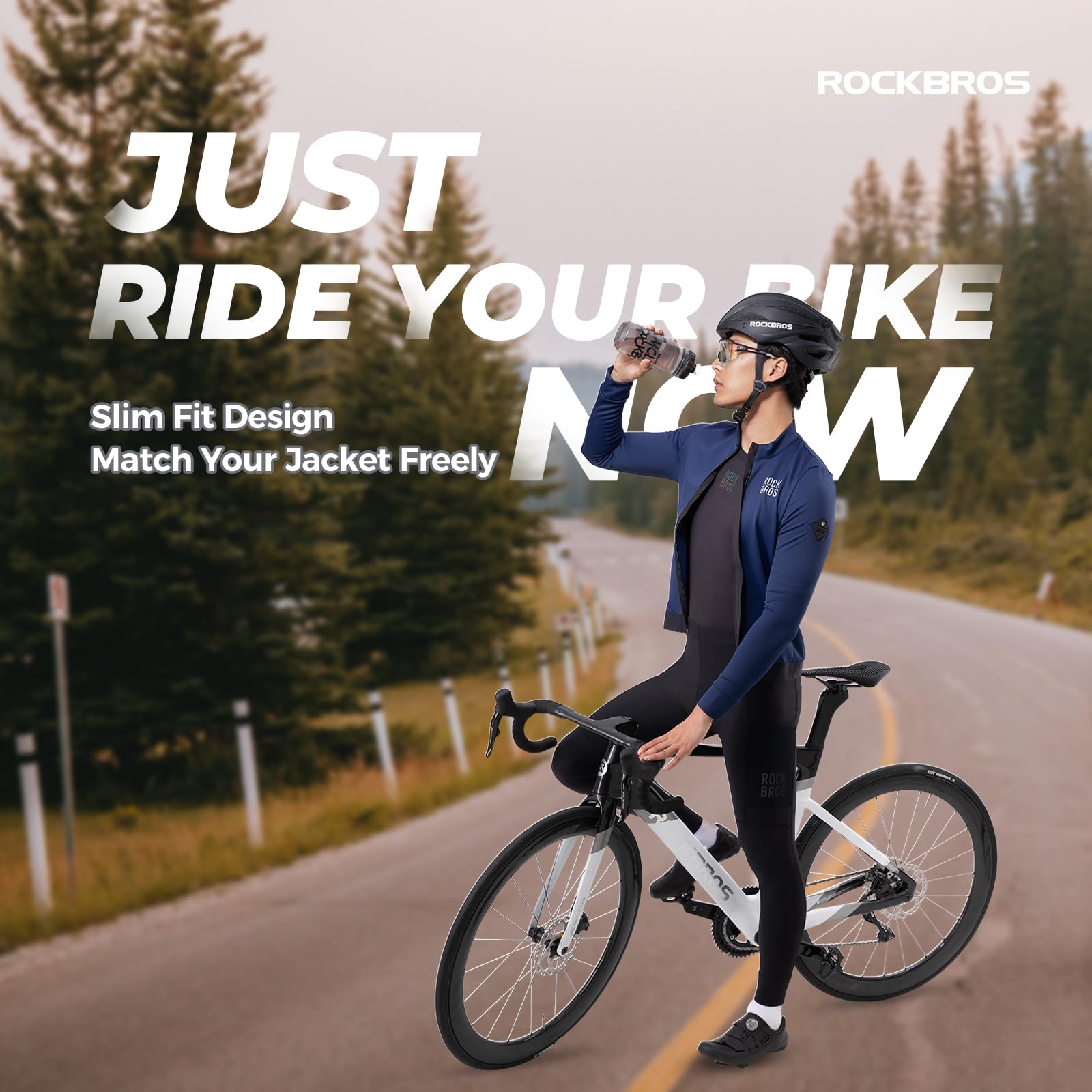 ROCKBROS sous Vêtements Thermique Homme pour Sport, Maillots d’Hiver Cyclisme Chaud à Manches Longues Chauffants Élastique, Noir