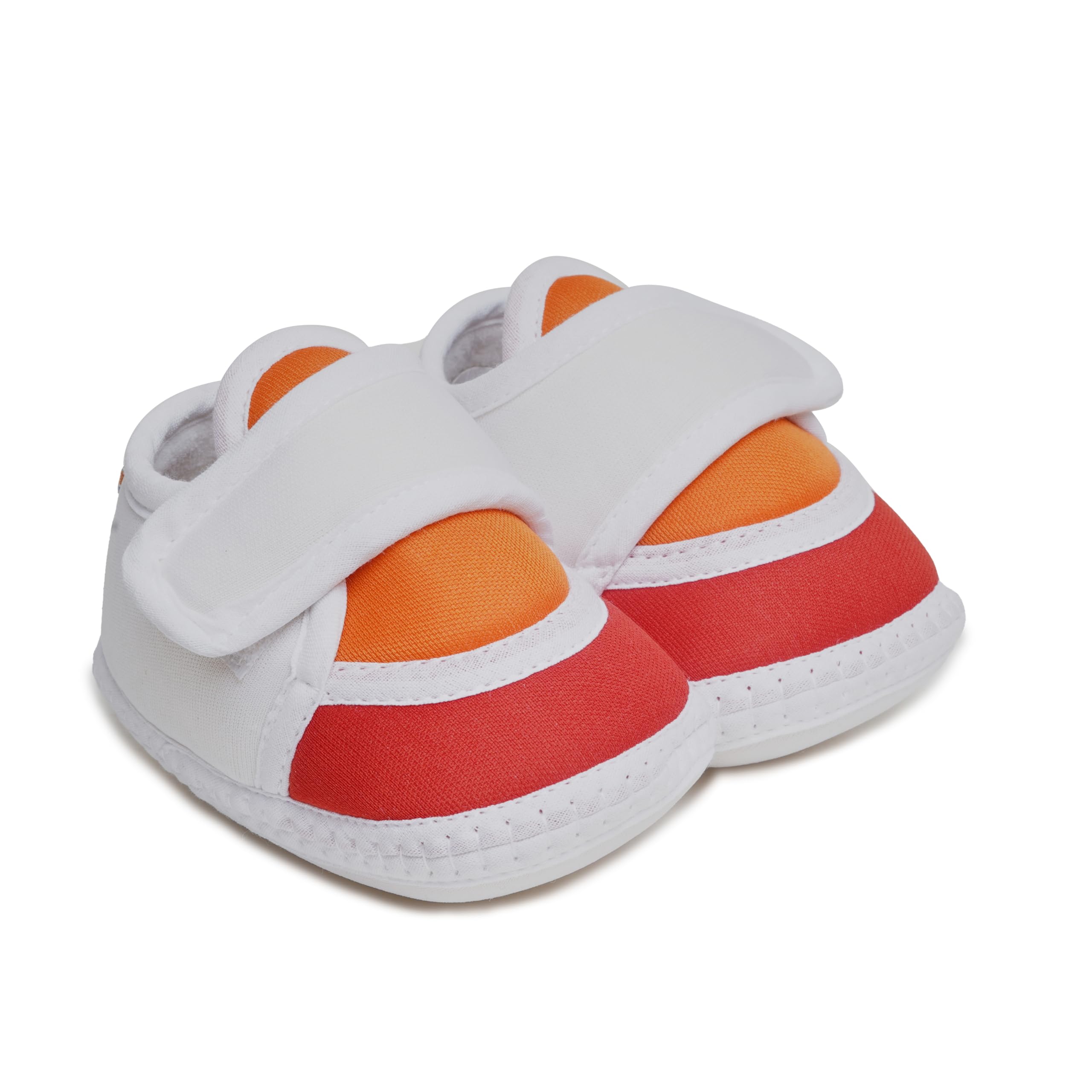 neska moda 0 To 6 Months Newborn Baby Unisex White Orange Soft Cotton Velcro Booties-BTB5257-picture-20