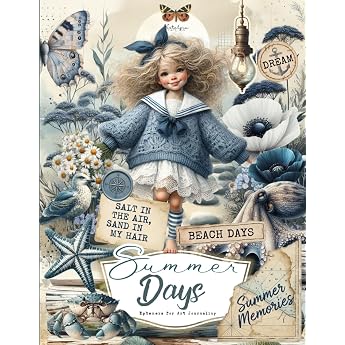 Summer Days Ephemera For Junk Journals Vintage Coastal Scrapbook Paper Vacation Fussy Cuts Tags Quotes and other Beach Themed Things to Cut out ... Card Making Atc and other Paper Crafts