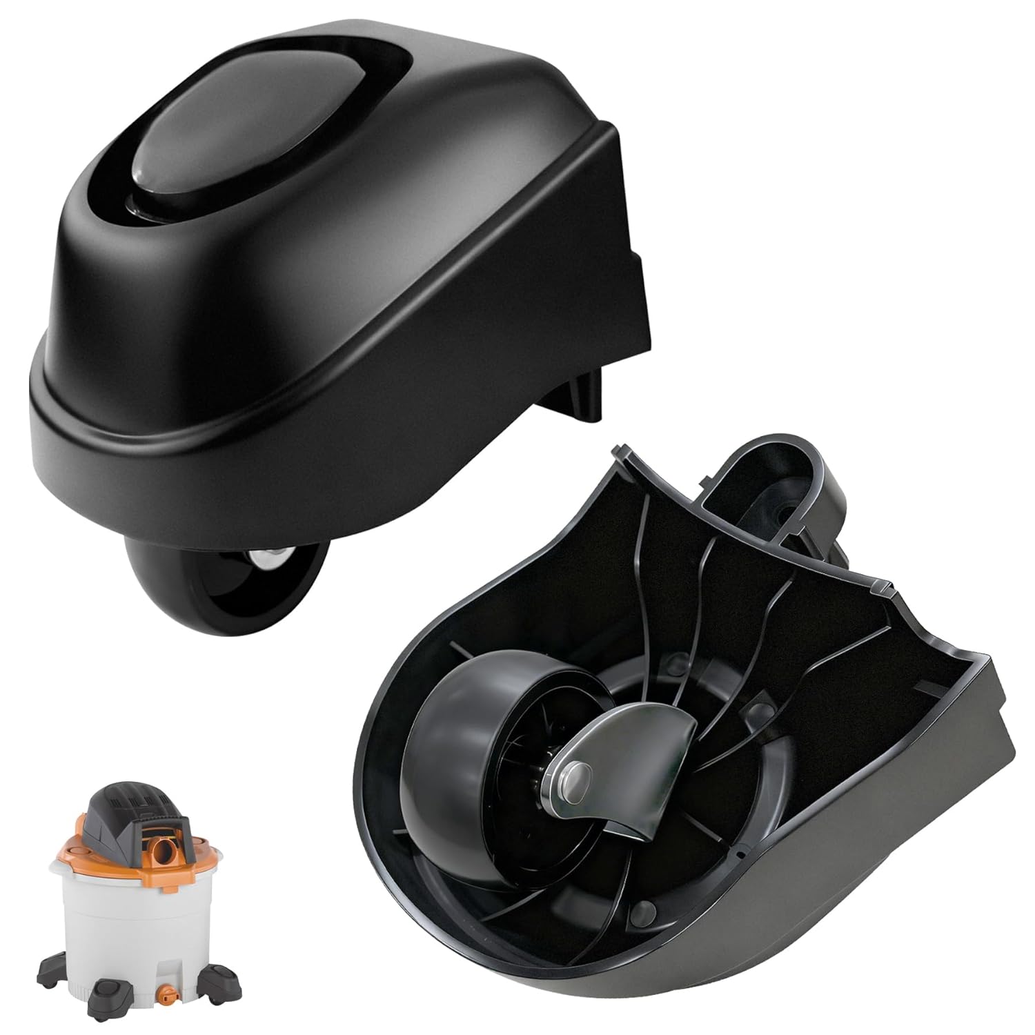 2PCS 12388 Foot Caster and 12293 Caster Wheel Kit Fit for Ridgid 6/9/12 Gal Wet/Dry Vacuum WD16650 WD06350 WD1665M WD1635 WD1635M WD1245M WD12460 WD09350 Vac Casters Plate Casters